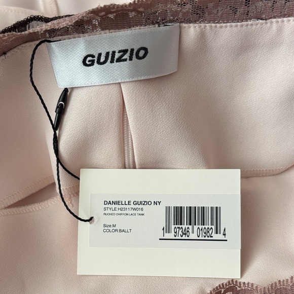 NWT Danielle Guizio Ruched Chiffon Lace tank - Picture 6 of 6